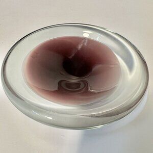 Shaun Weisbach ART GLASS VTG Studio Geode Bowl Signed Sommerso Style Cased 1984
